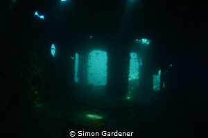 Taken inside of the bridge of the MO wreck 
Nikon D7000 by Simon Gardener 